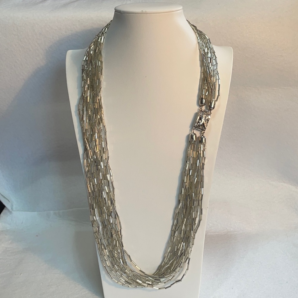 Vintage Italy torsade beaded necklace with Sphinx sterling clasp 30”